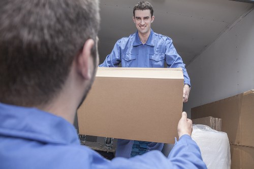 Boxes and furniture being loaded for a local East London move