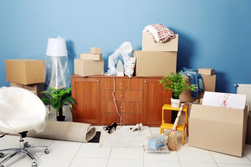 Moving supplies and packed boxes prepared for truck hire