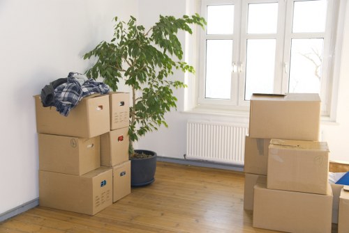 Furniture and boxes being loaded for a move in East London