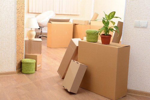 Boxes and furniture prepared for a Forest Gate move
