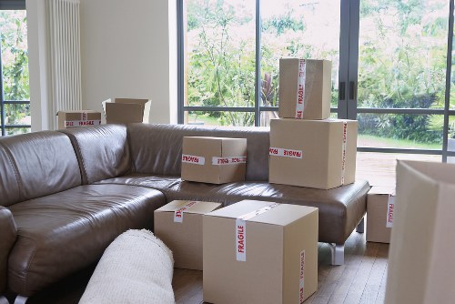 Securely wrapped household items prepared for transport